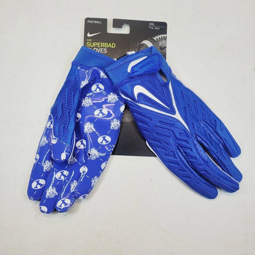 BYU Cougars Game Issued Nike Superbad 6.0 Football Gloves Size XXL